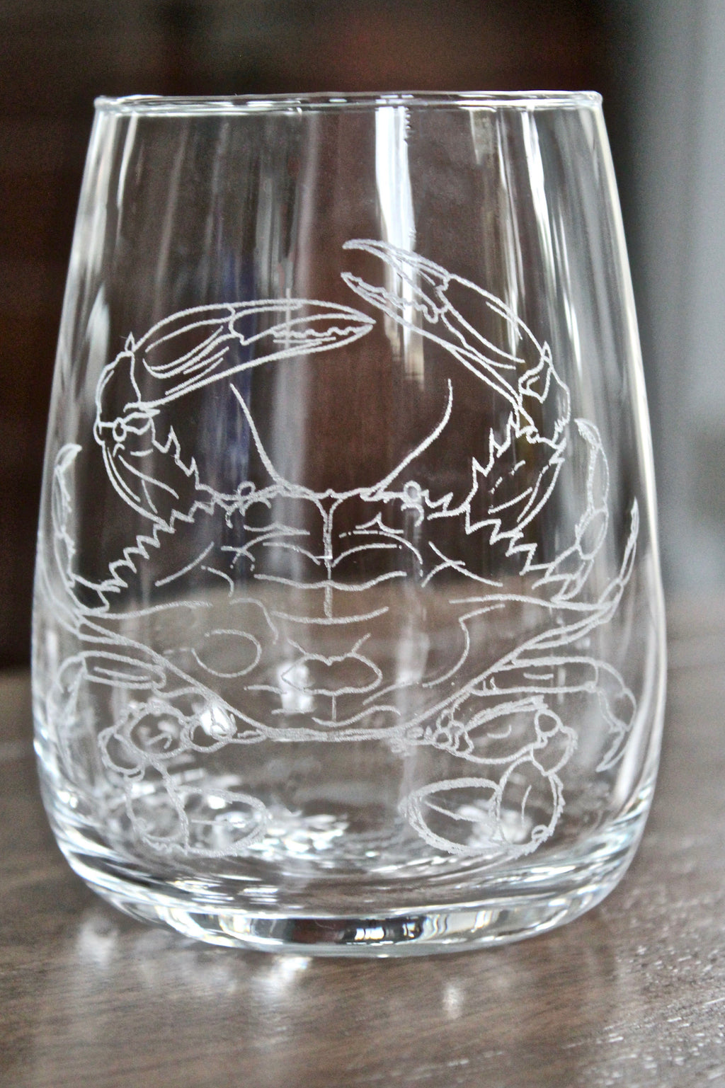 Blue Crab Laser Engraved Glasses - Coastal Gift