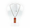 Autumn Botanical Rectangle Resin Necklace on display stand with silver chain