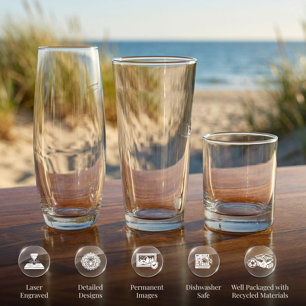 Blue Crab Laser Engraved Glasses - Coastal Gift